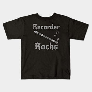 Recorder Rocks, Recorderist Goth Heavy Rock Woodwind Musician Kids T-Shirt